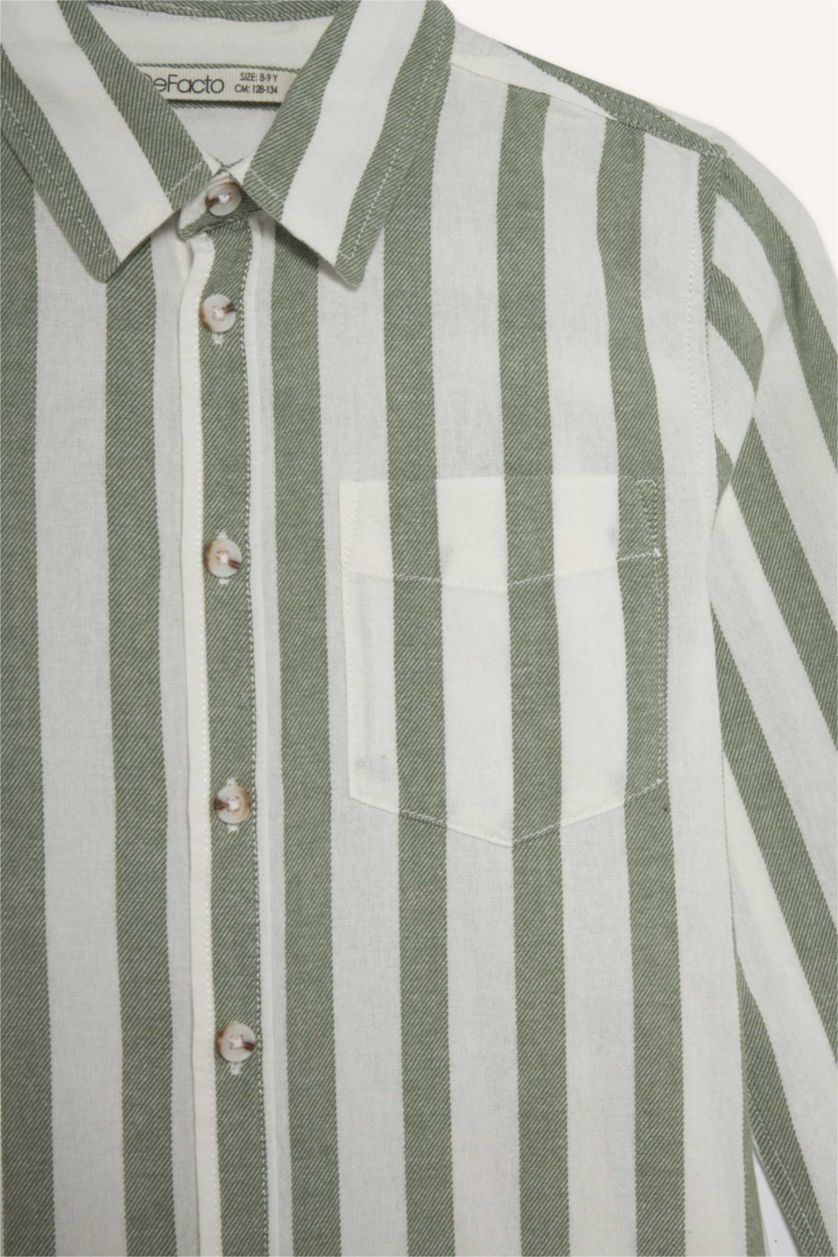 GARÇONS Vert Clair Chemise rayée à manches longues Coupe régulière pour garçon