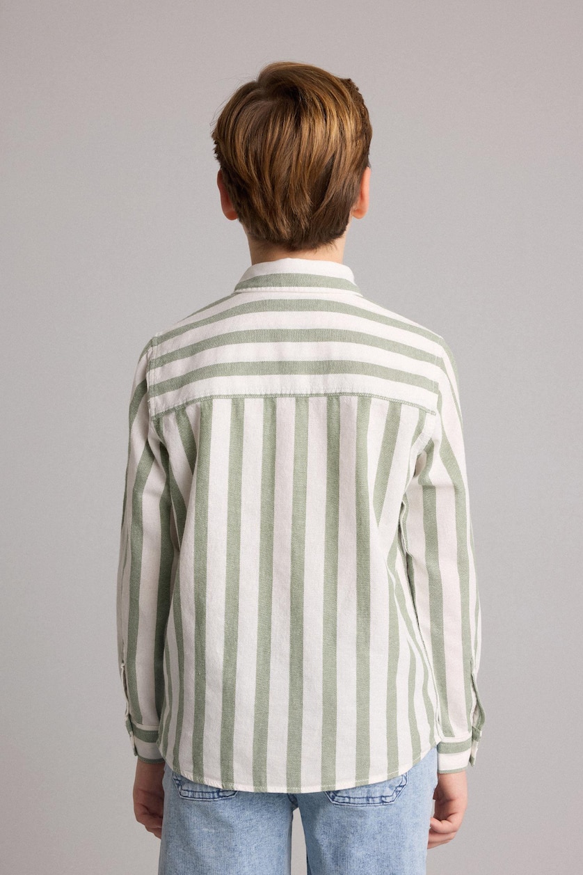Young Boys - Teen Boys Light Green Boy Regular Fit Printed Long Sleeve Shirt