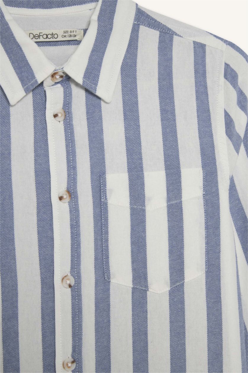 GARÇONS Indigo Foncé Chemise rayée à manches longues Coupe régulière pour garçon