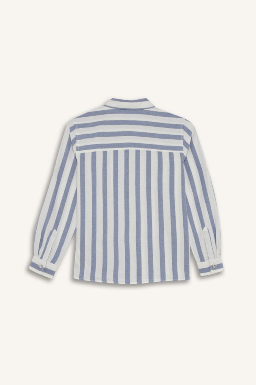 GARÇONS Indigo Foncé Chemise rayée à manches longues Coupe régulière pour garçon