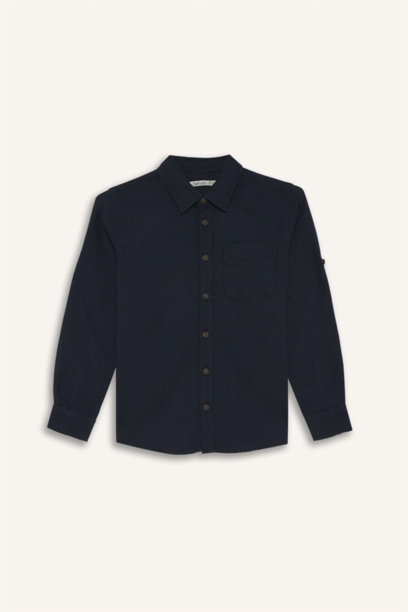 BOYS & TEENS NAVY Boy Regular Fit Long Sleeve Shirt