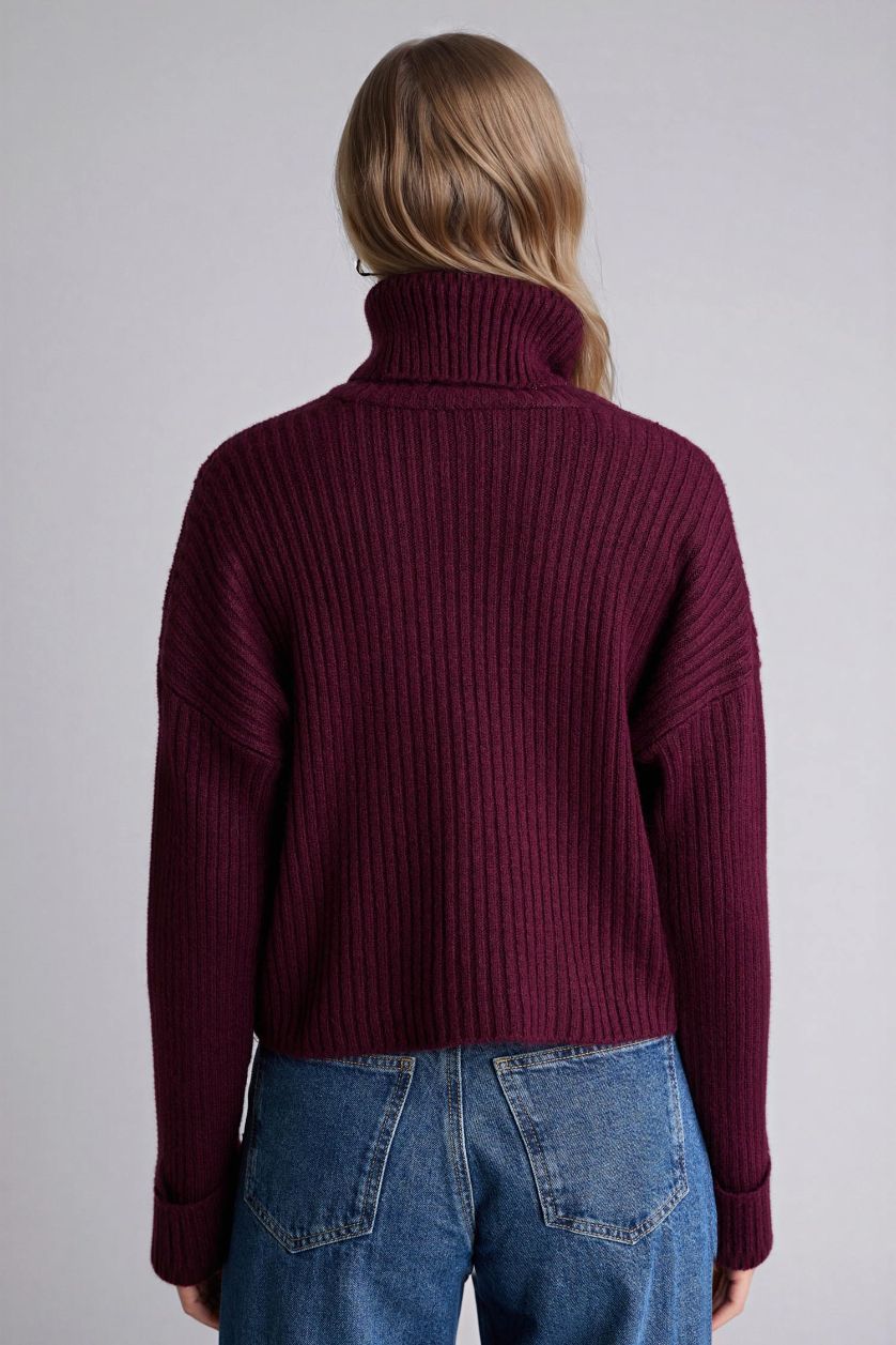 نساء بنفسجي بلوز صوف اوفر سايز هاينك بياخة عالية