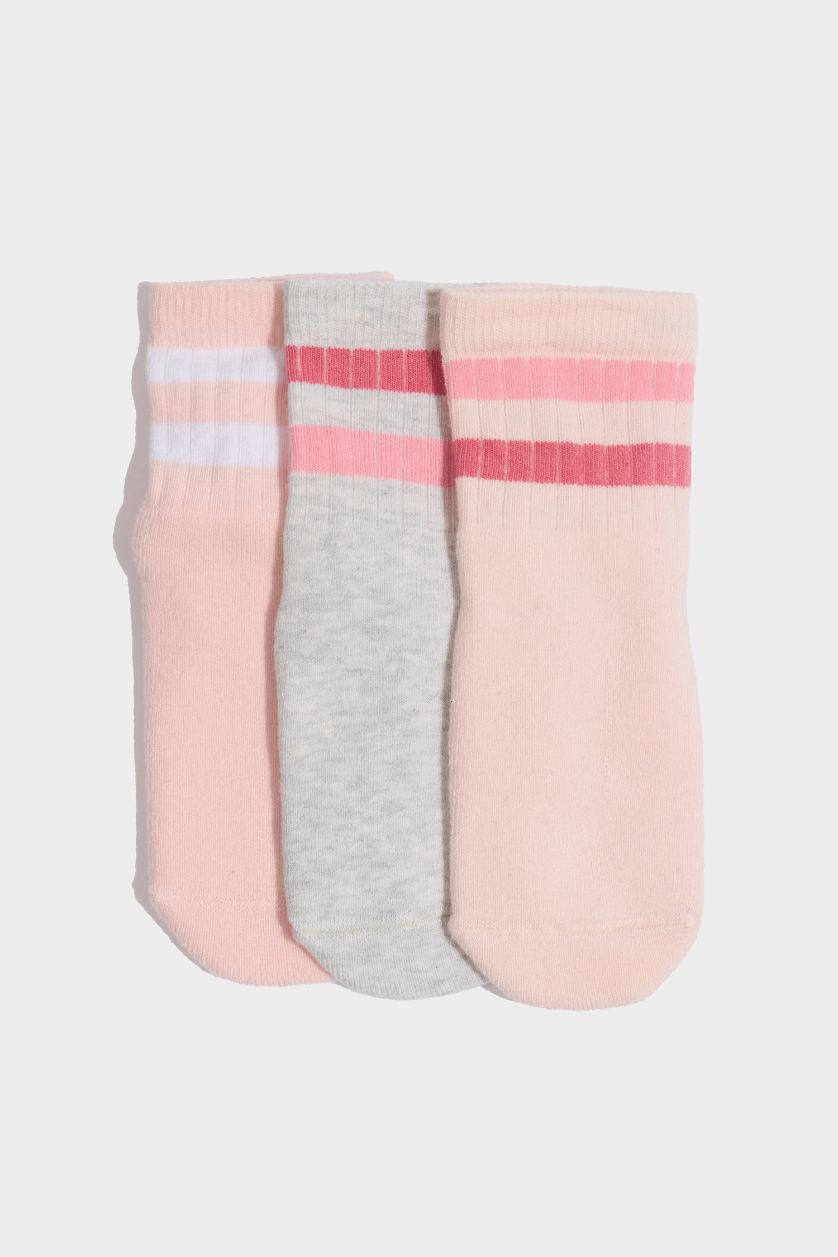 Kız Bebek Karma Dikişsiz 3'lü Pamuklu Havlu Çorap Kız Bebek