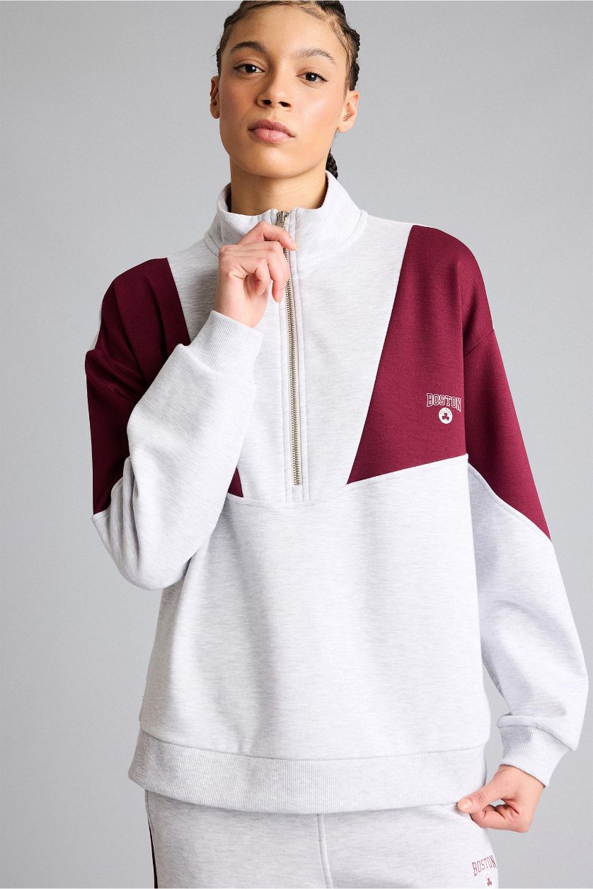 WOMAN Light Grey Melange Boston Celtics Licensed Long Sleeve Sweatshirt