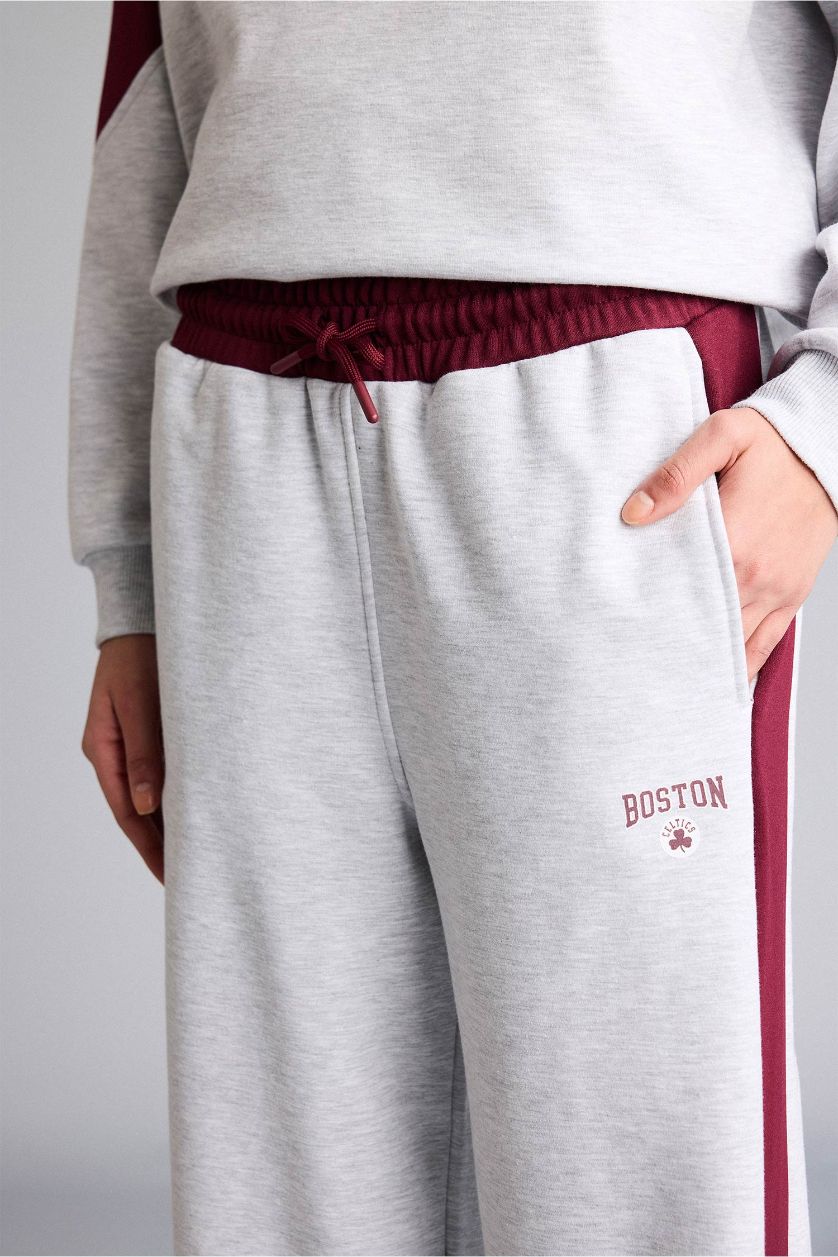 WOMAN Light Grey Melange Wide Leg Standard Length Modal Sports Sweatpants