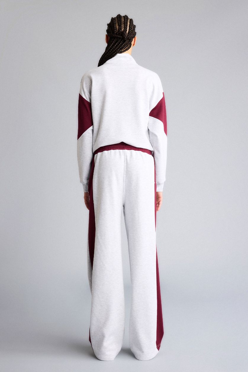 WOMAN Light Grey Melange Wide Leg Standard Length Modal Sports Sweatpants