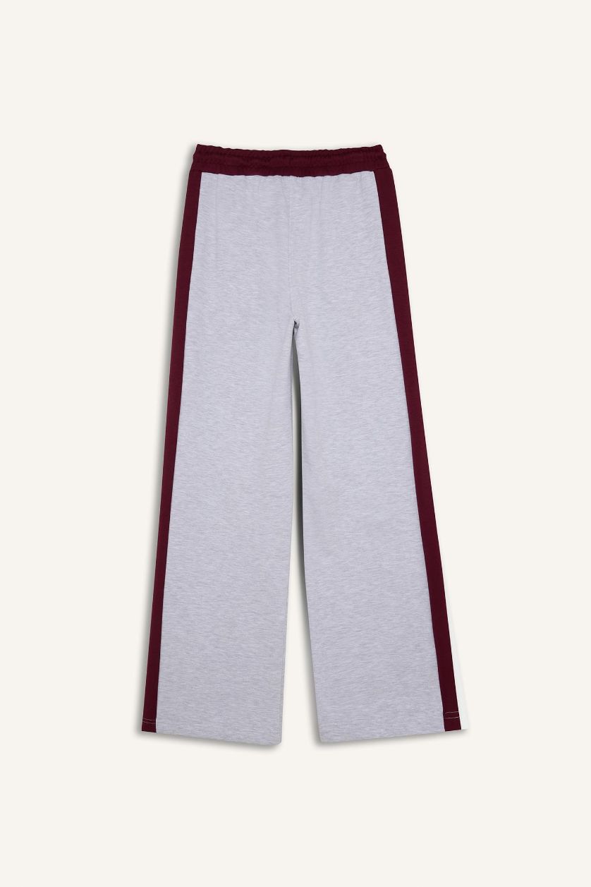 WOMAN Light Grey Melange Wide Leg Standard Length Modal Sports Sweatpants