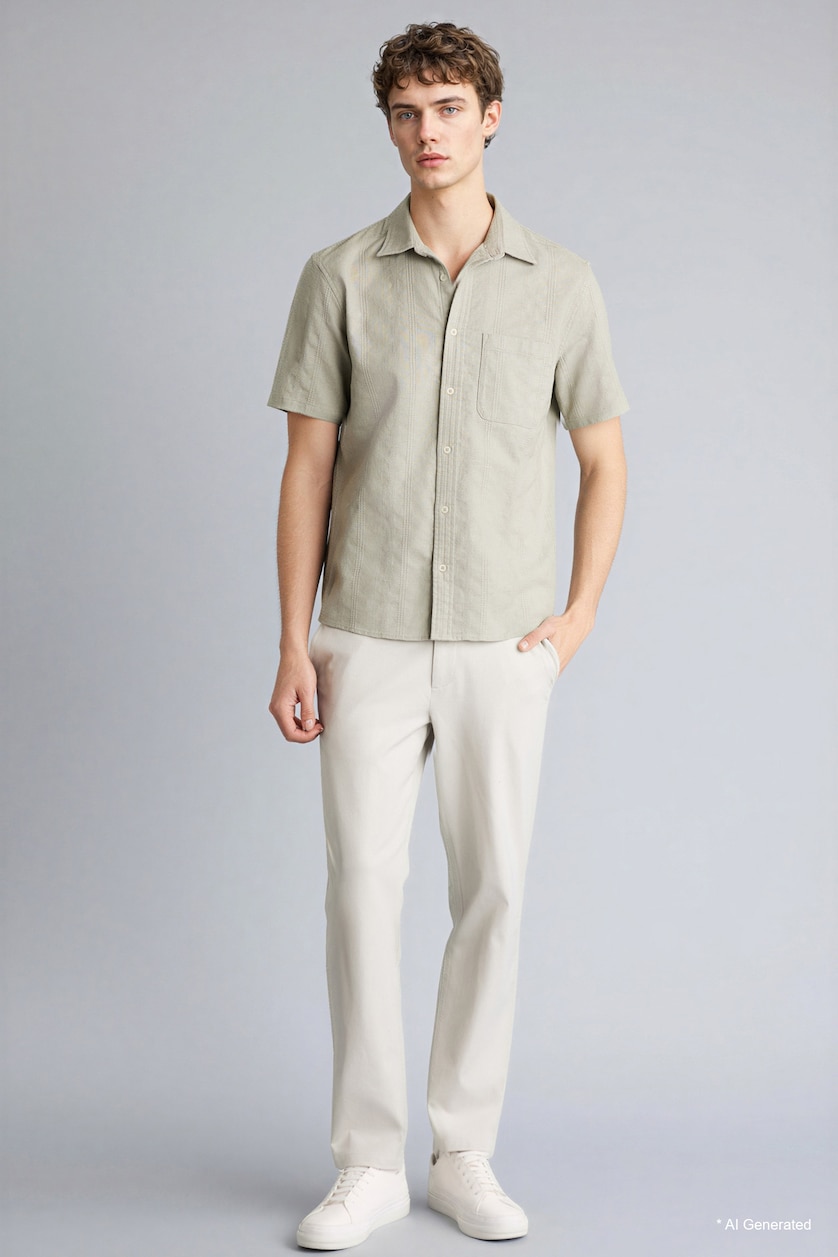 Men Mint Regular Fit Short-sleeve Shirt