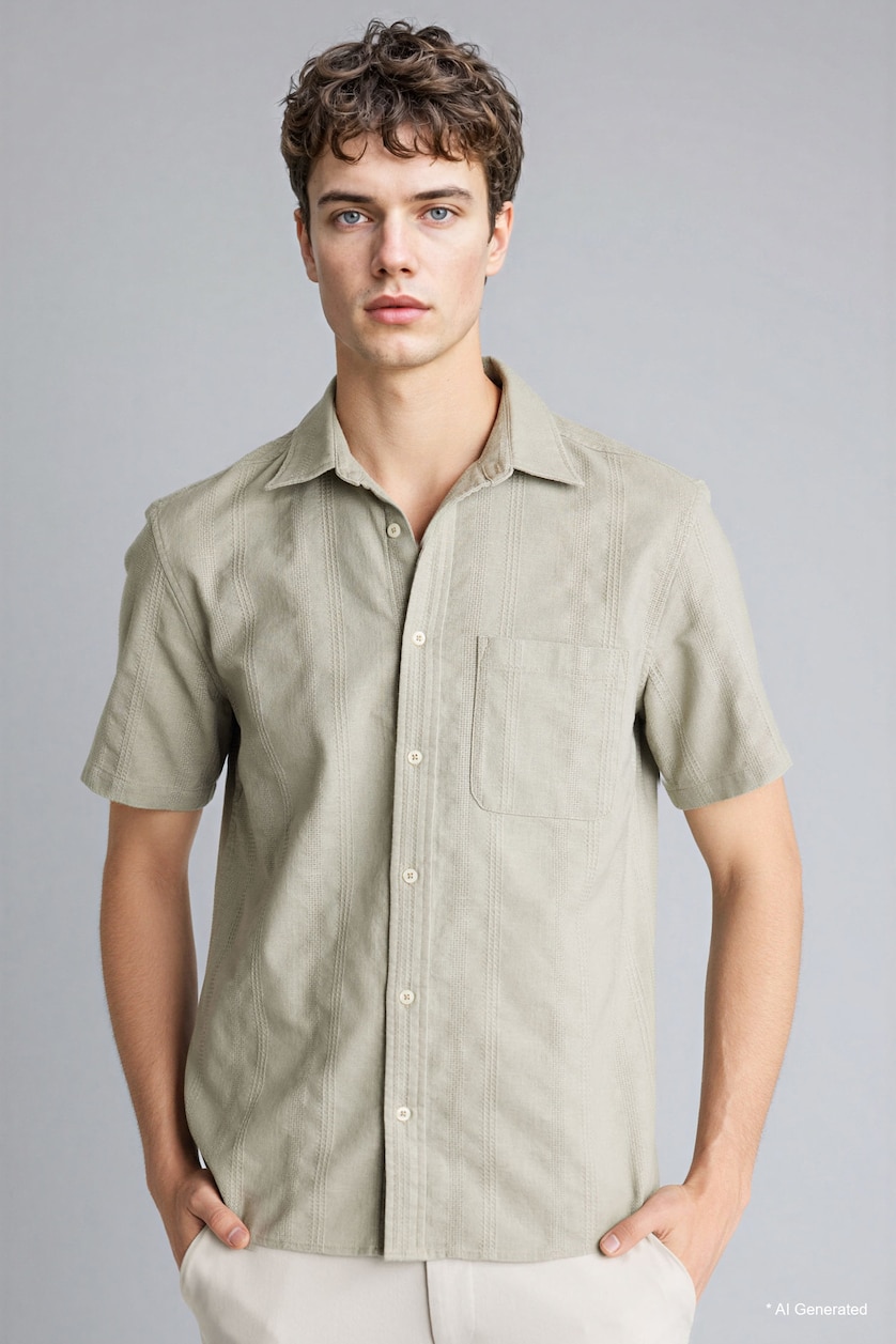 Men Mint Regular Fit Short-sleeve Shirt