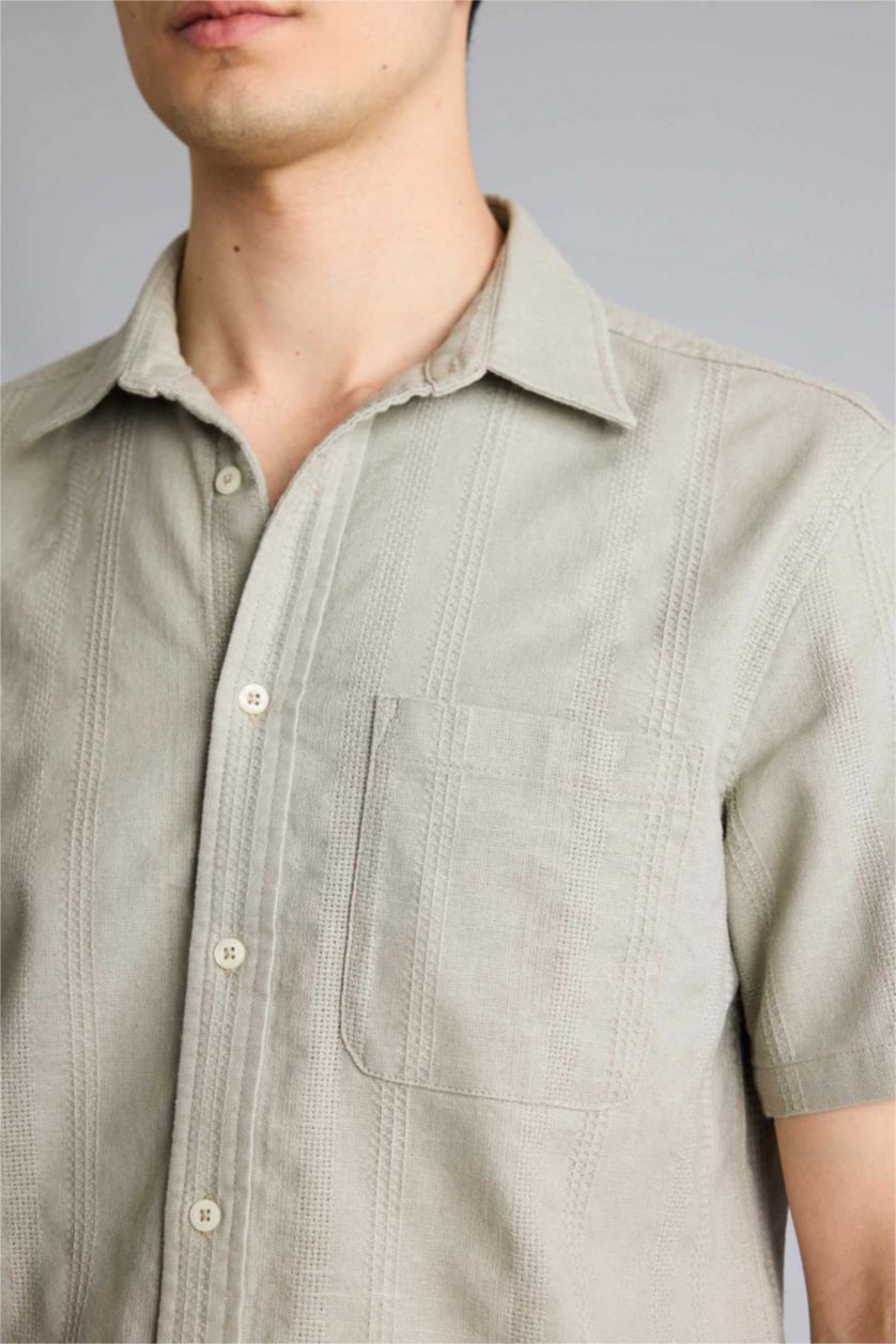 رجالي نعناع Regular Fit Polo Collar Short Sleeve Shirt