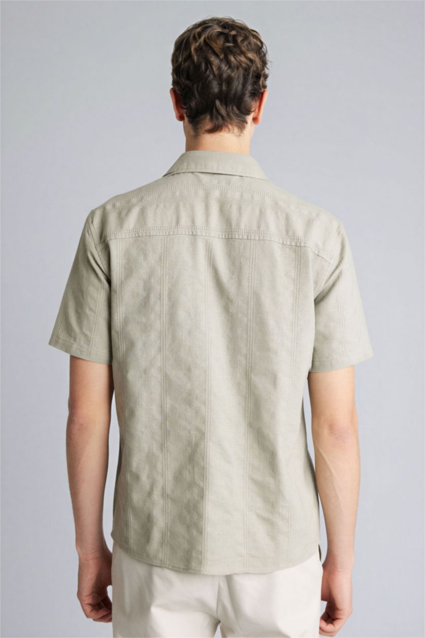 رجالي نعناع Regular Fit Polo Collar Short Sleeve Shirt