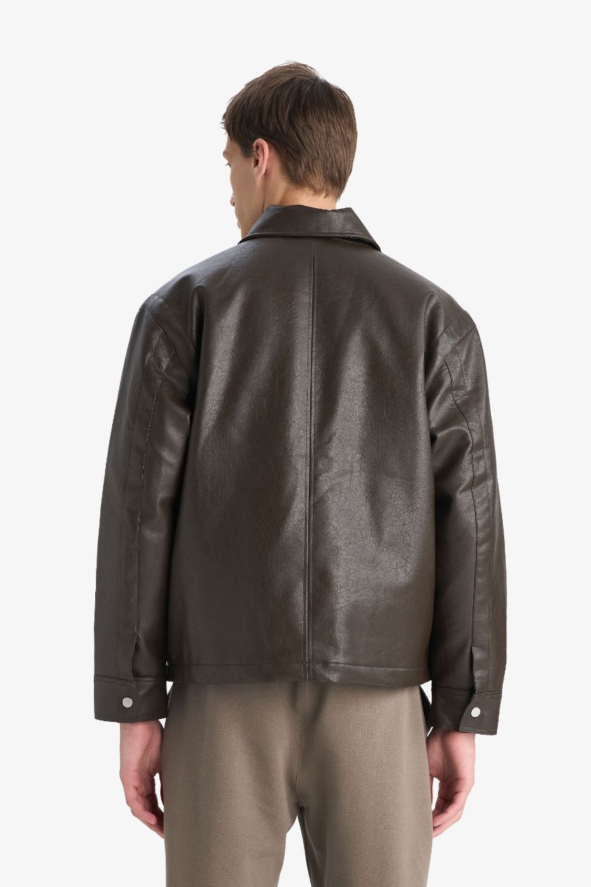 Erkek Kahve Su İtici Fermuarlı Mont