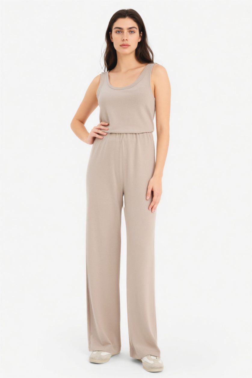 Woman Stone Wide Leg Knitwear Look Trousers