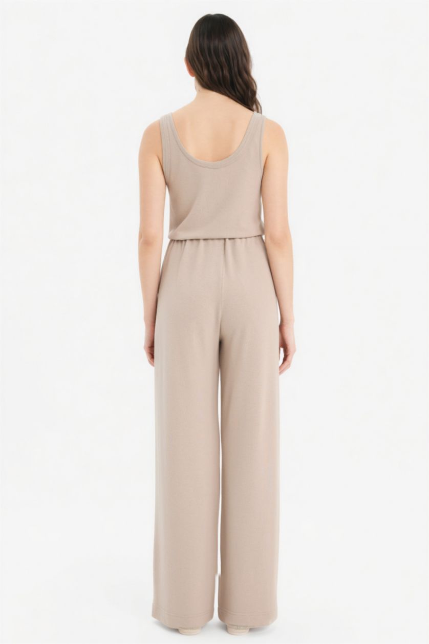 Woman Stone Wide Leg Knitwear Look Trousers