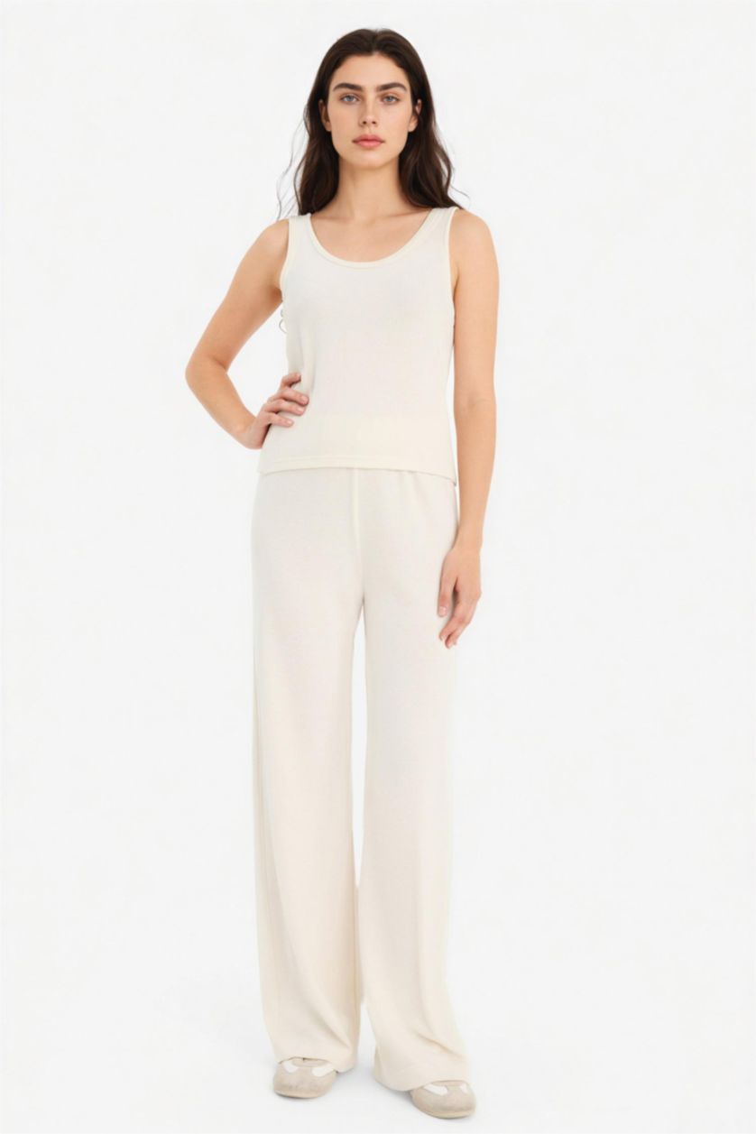 Әйелдерге АҚ кең аяқ пике трикот Шалбар