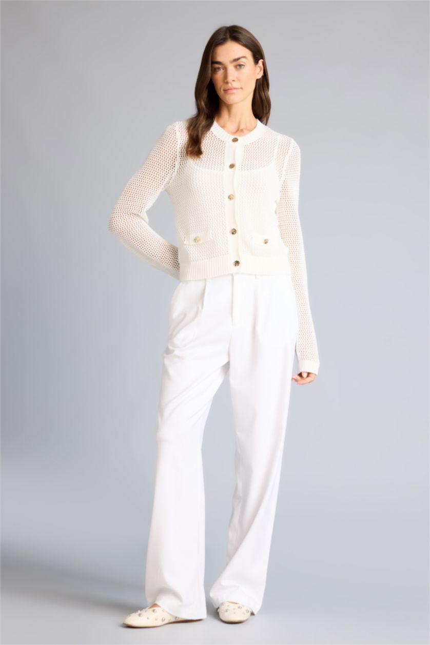 Женщины Бежевый Кардиган стандартного кроя для женщин