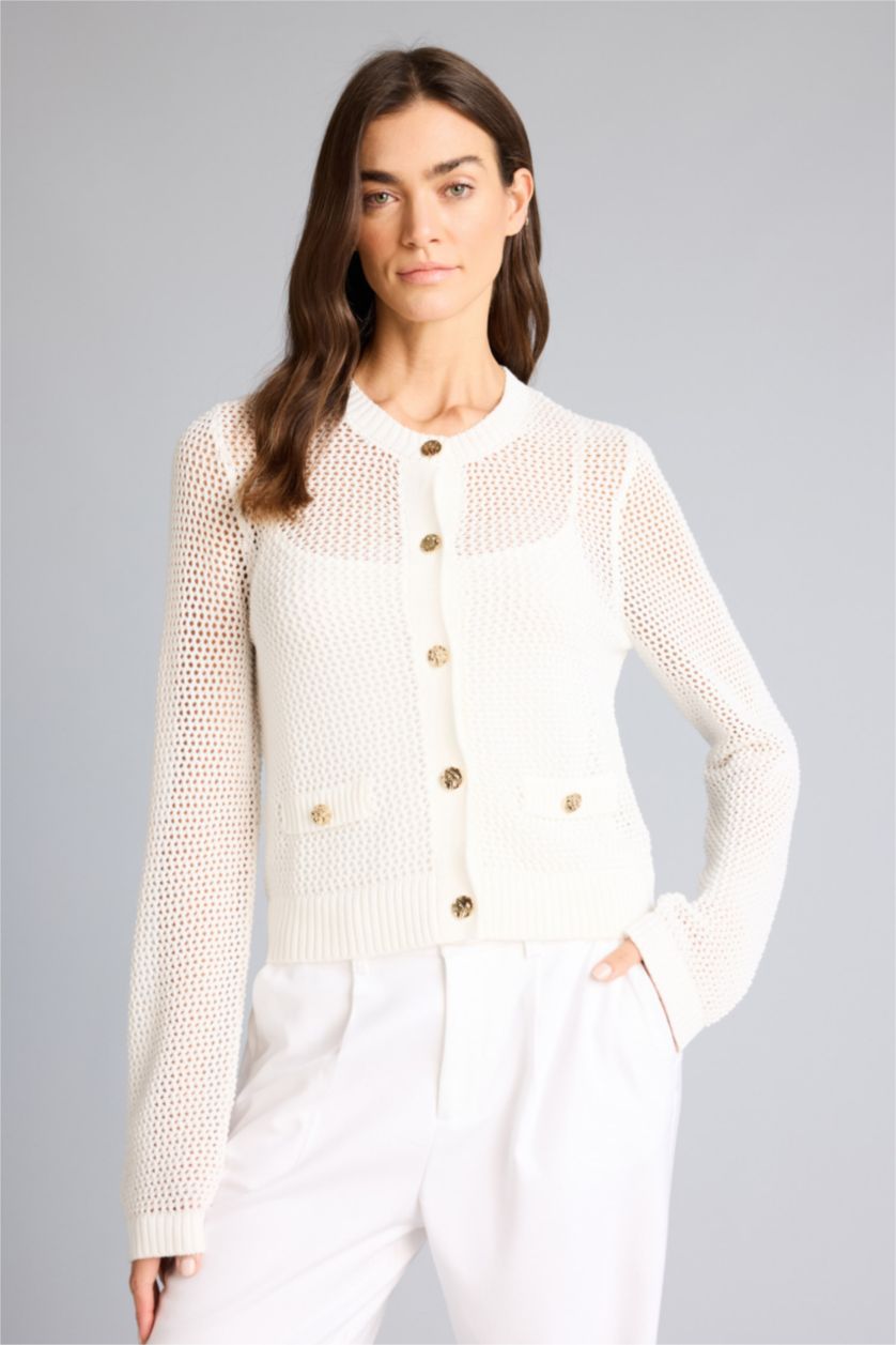 Женщины Бежевый Кардиган стандартного кроя для женщин