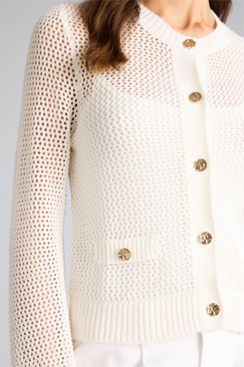 Женщины Бежевый Кардиган стандартного кроя для женщин