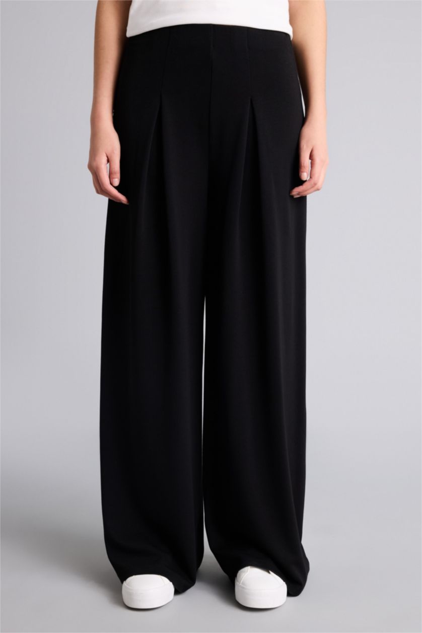 Kadın Siyah Wıde Leg Pantolon