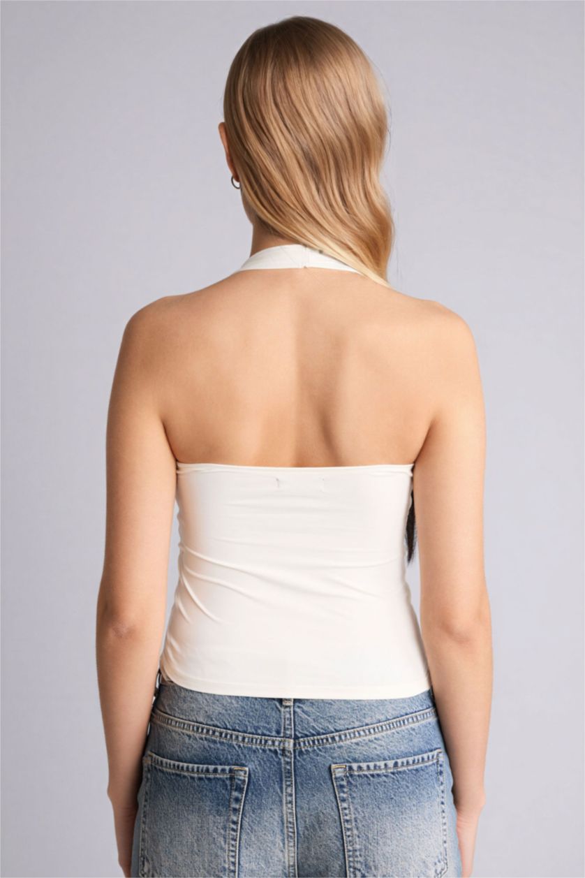 Женщины Бежевый Майка приталенного кроя с горловиной халтер для женщин Coool