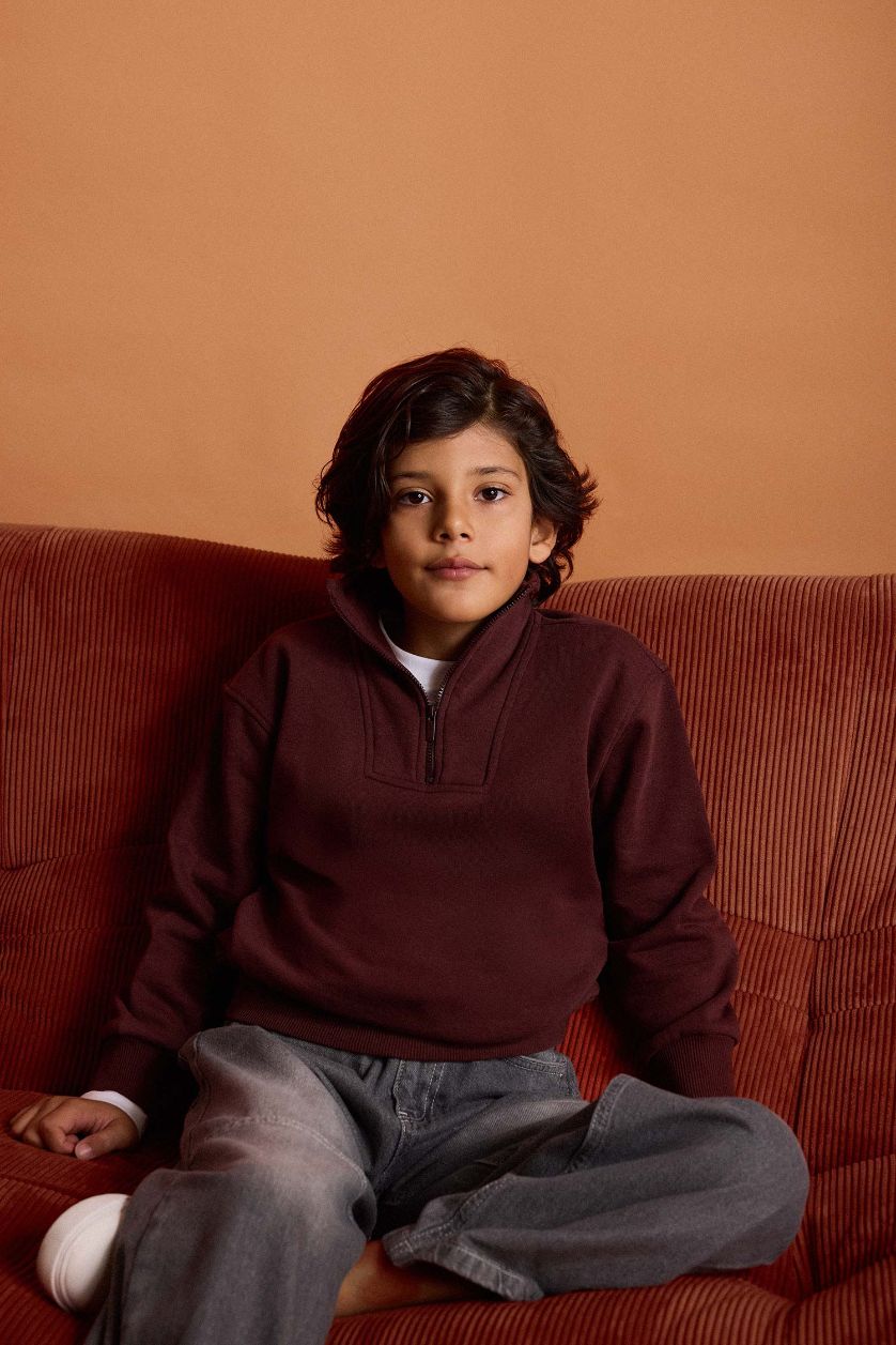 أولادي خمري غامق سويت شيرت اولادي قصة عادية ببطانة ناعمة