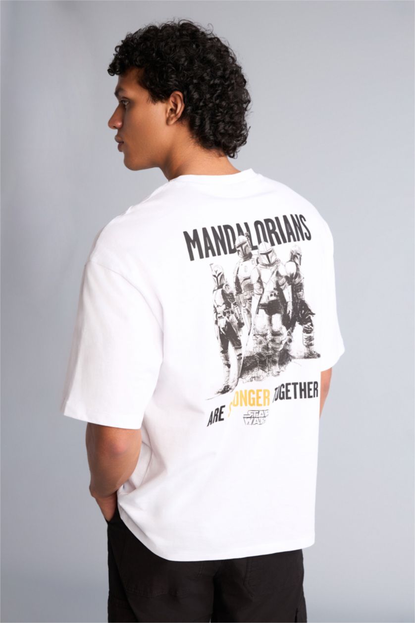 Erkek Beyaz Star Wars Baskılı Tişört