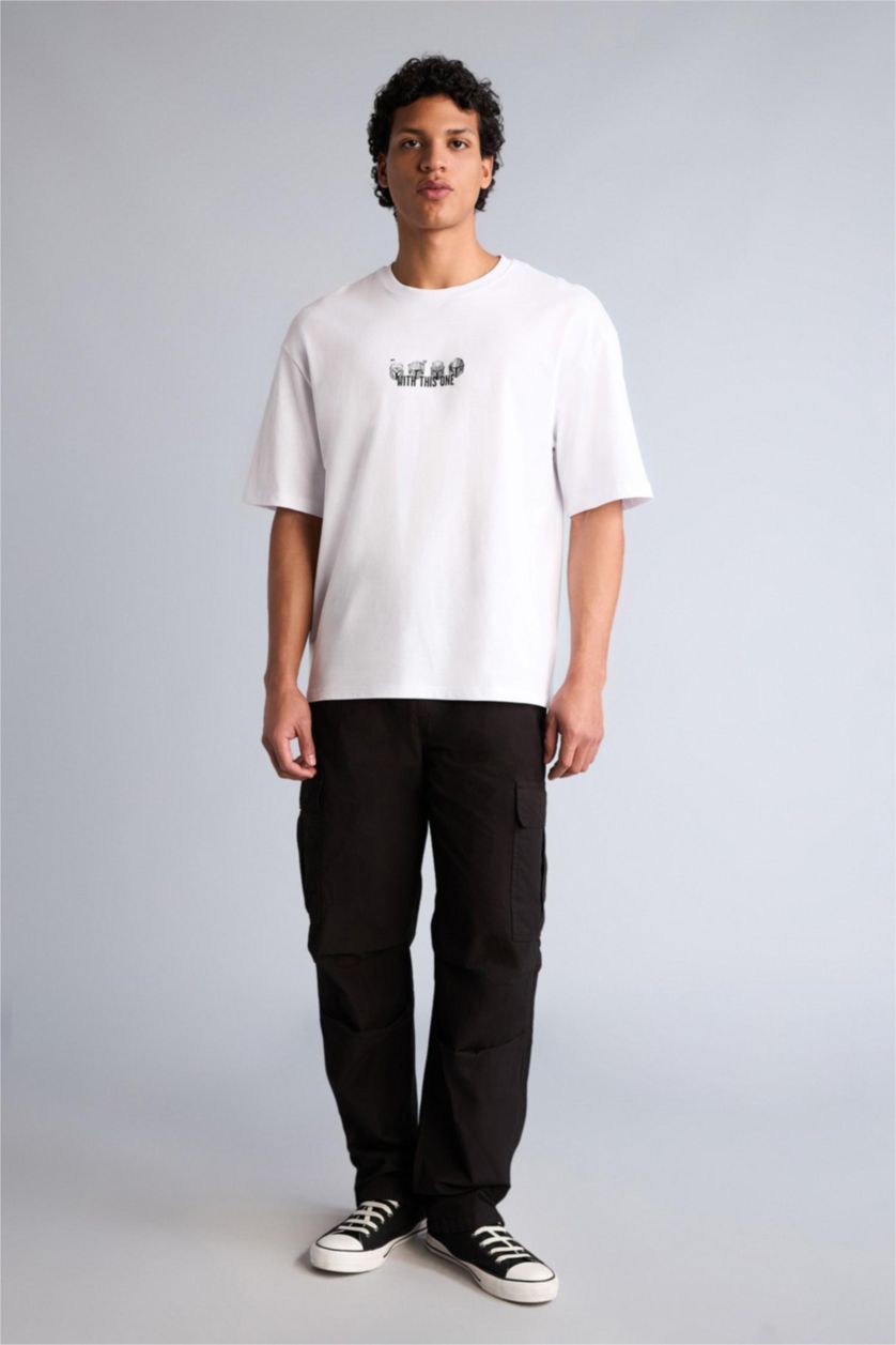 Erkek Beyaz Star Wars Baskılı Tişört