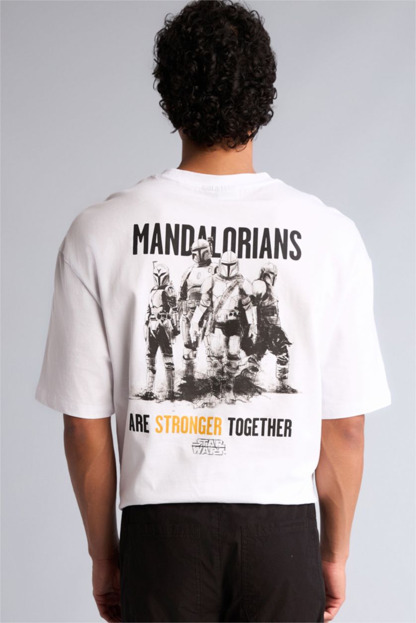 Erkek Beyaz Star Wars Baskılı Tişört