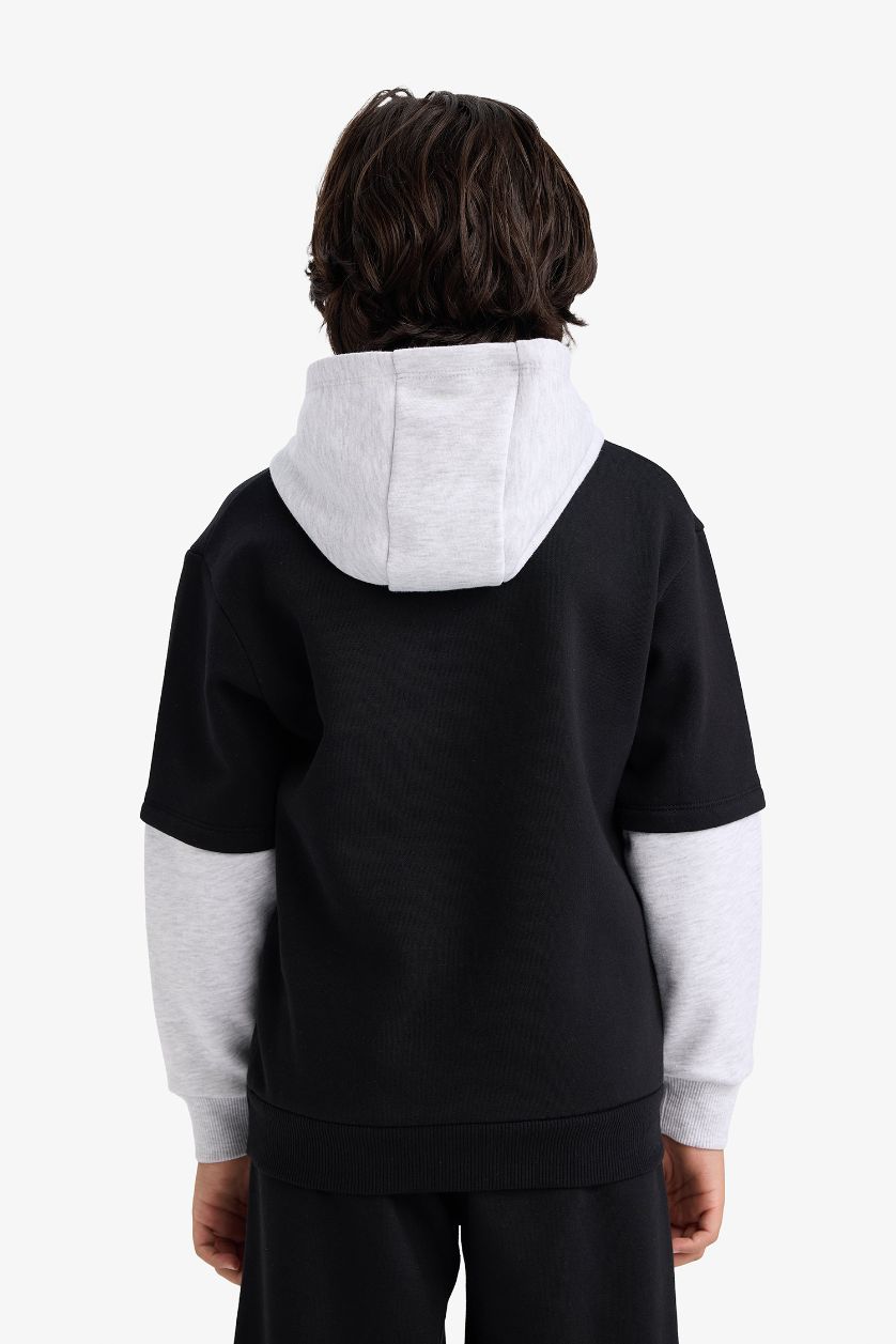 Boys & Teens Black Boy Half Zippered Fleece Lined Sweatshirt