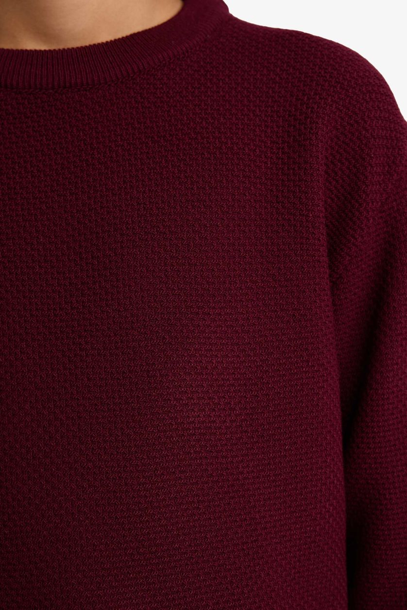 Erkek Çocuk - Genç Erkek Bordo Bisiklet Yaka Triko Kazak Erkek Çocuk