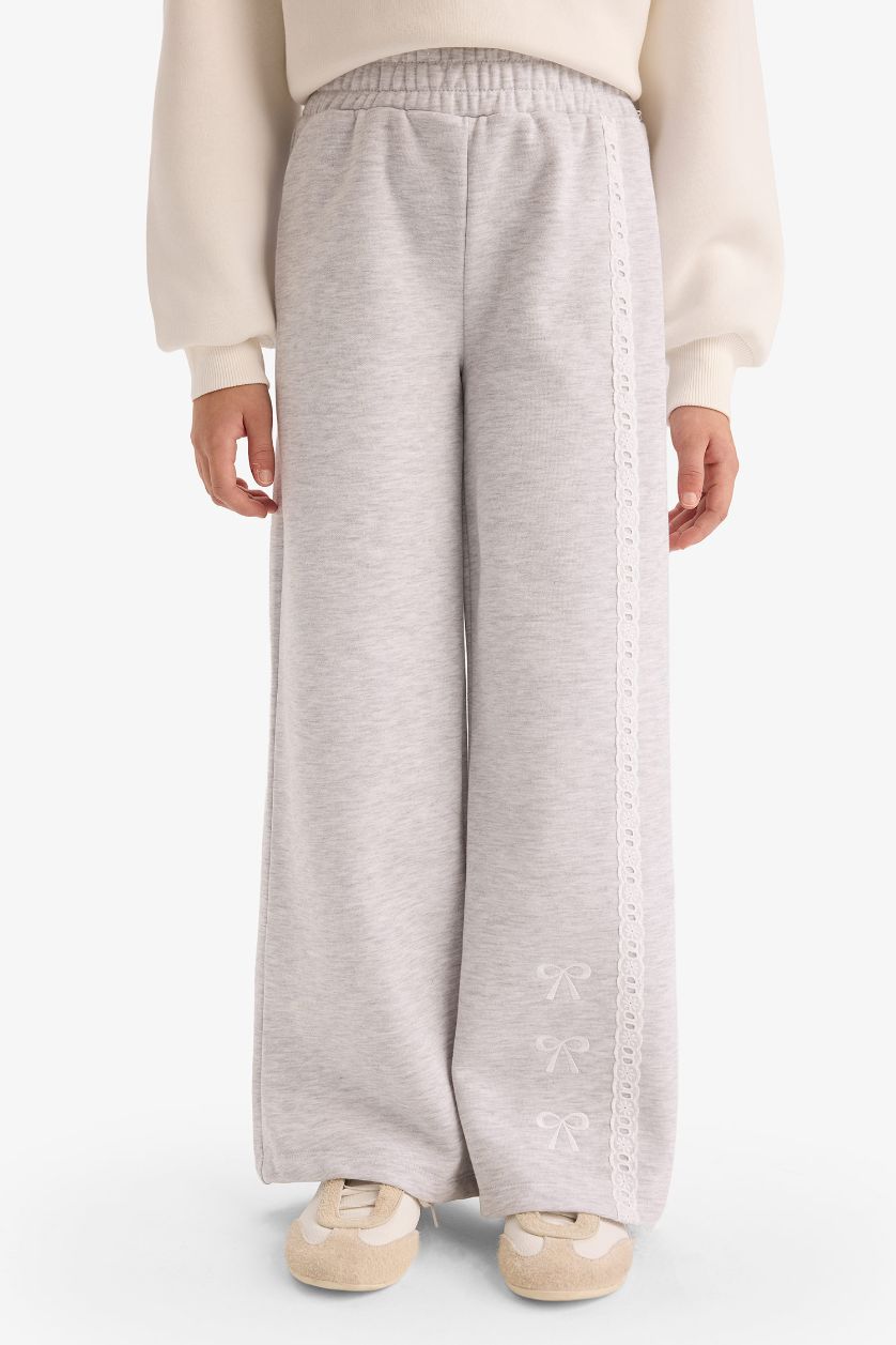 Kız Çocuk - Genç Kız Ekru Kız Çocuk 2'li Takım Baskılı Sweatshirt Eşofman Altı