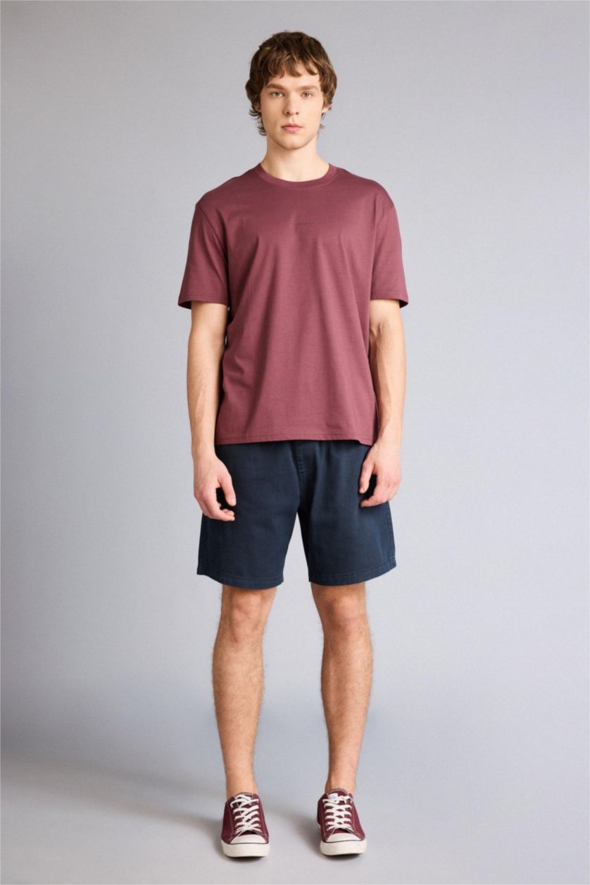 Ерлер Ашық Бордо 100% мақта баспалы футболка