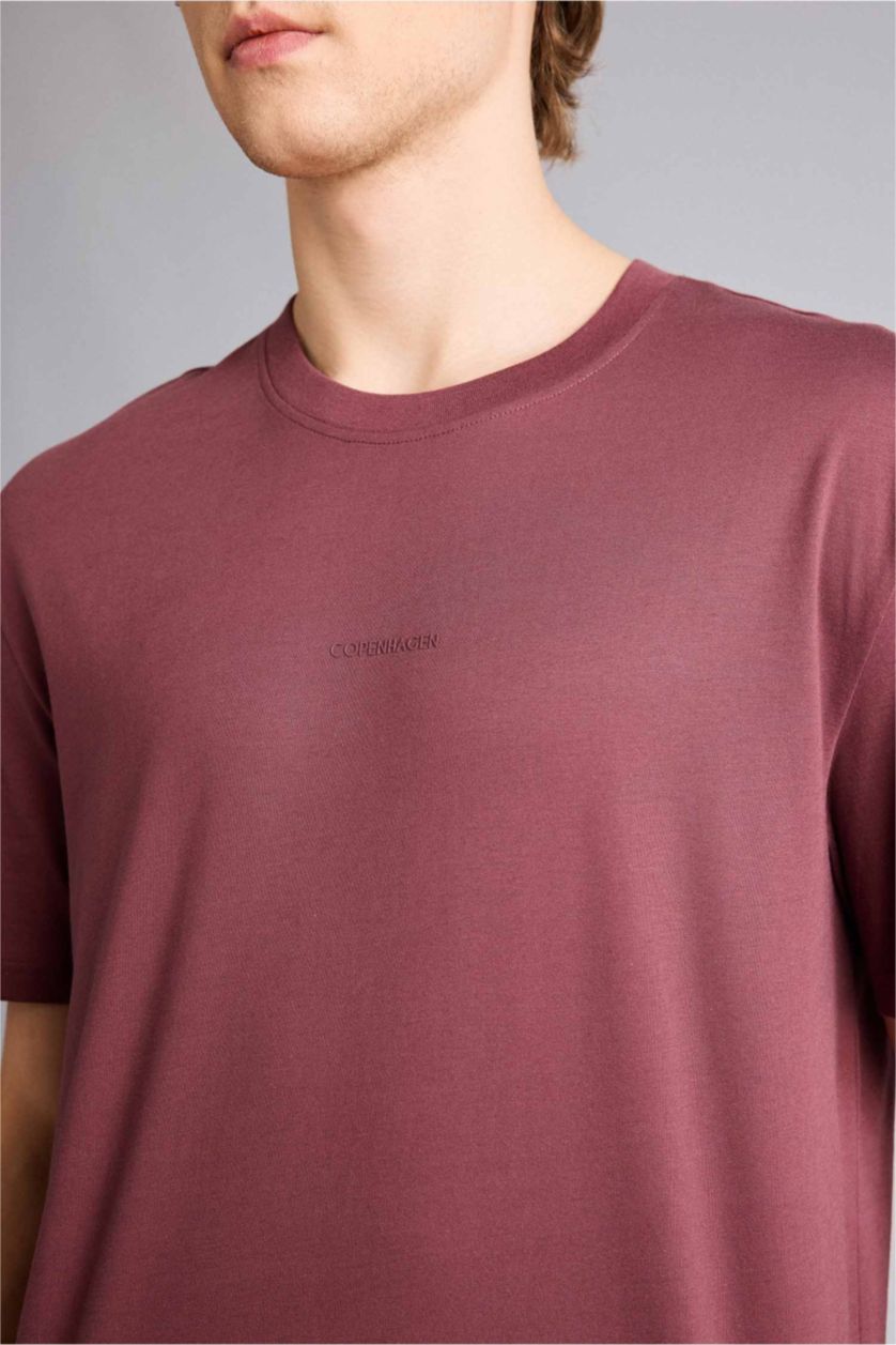 Ерлер Ашық Бордо 100% мақта баспалы футболка