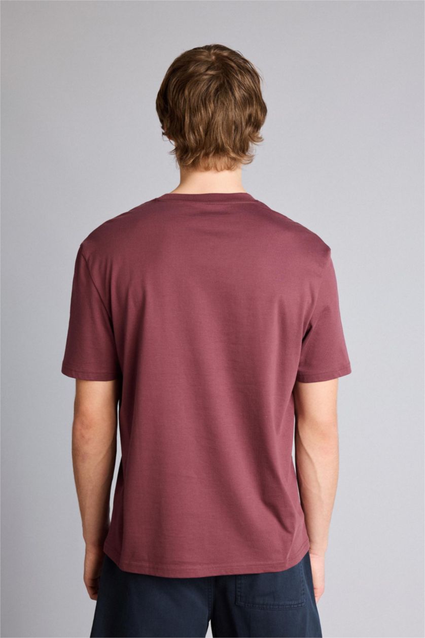 Ерлер Ашық Бордо 100% мақта баспалы футболка