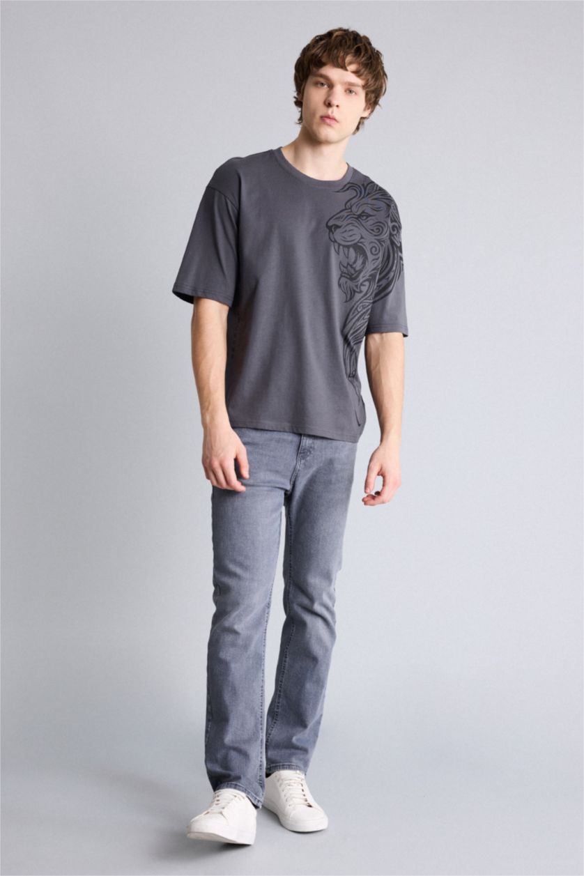 رجال أنثرا تيشيرت 100% قطن اوفر سايز مطبوع