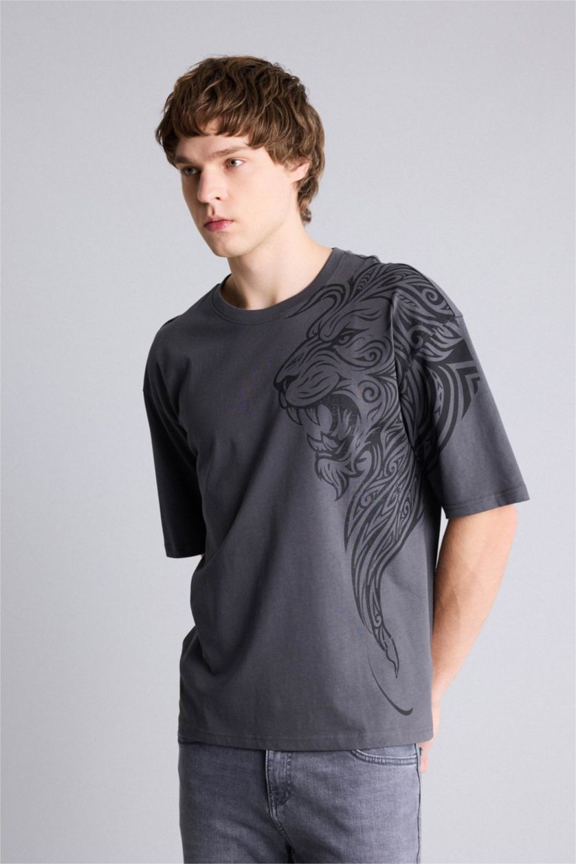 رجال أنثرا تيشيرت 100% قطن اوفر سايز مطبوع