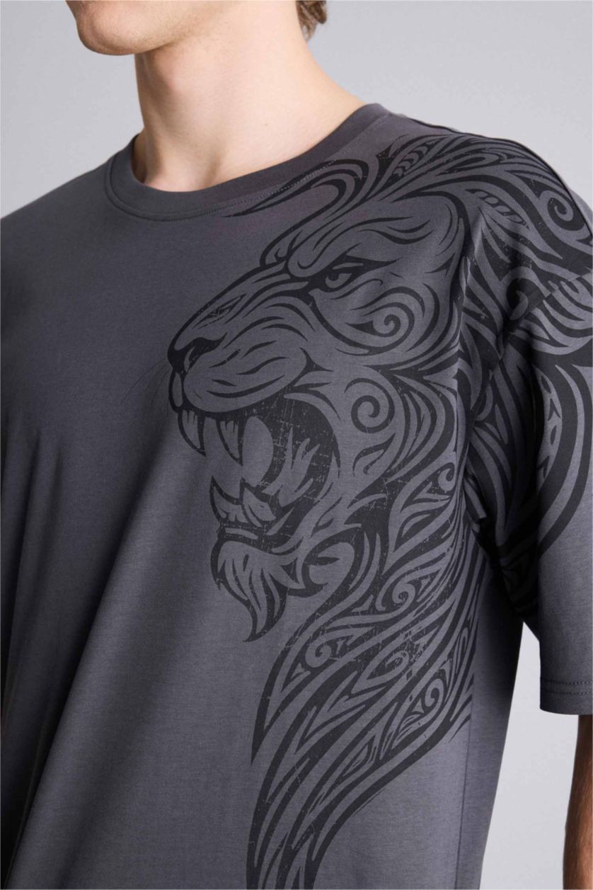 رجال أنثرا تيشيرت 100% قطن اوفر سايز مطبوع