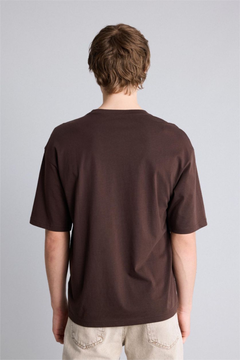 رجال بني تيشيرت 100% قطن اوفر سايز مطبوع