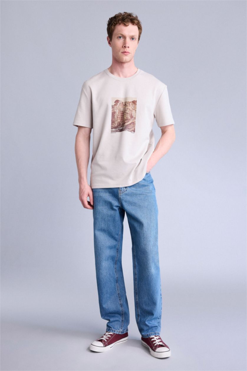 Men Stone Regular Fit Short Sleeve T-Shirt