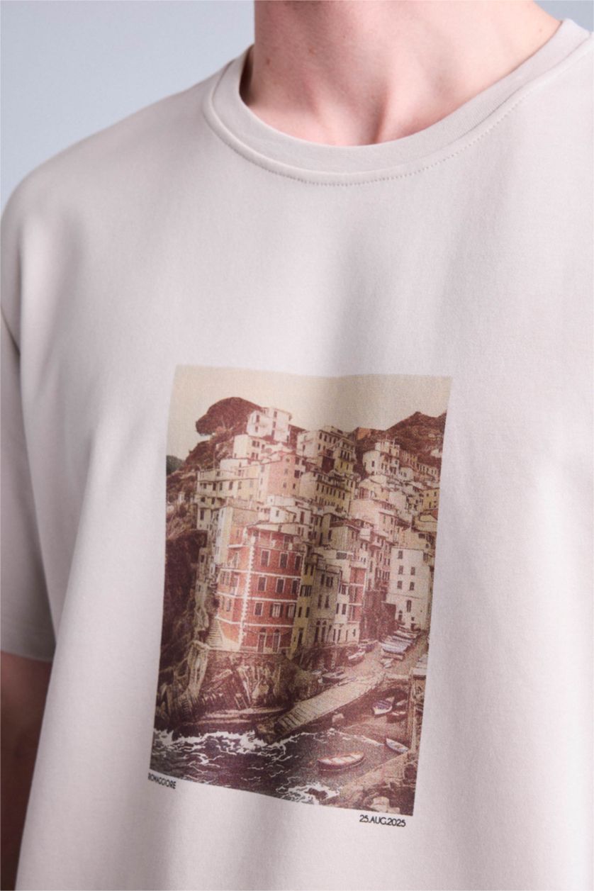 Men Stone Regular Fit Short Sleeve T-Shirt