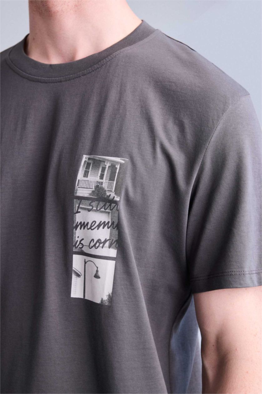 Men Anthracite Regular Fit Short Sleeve T-Shirt