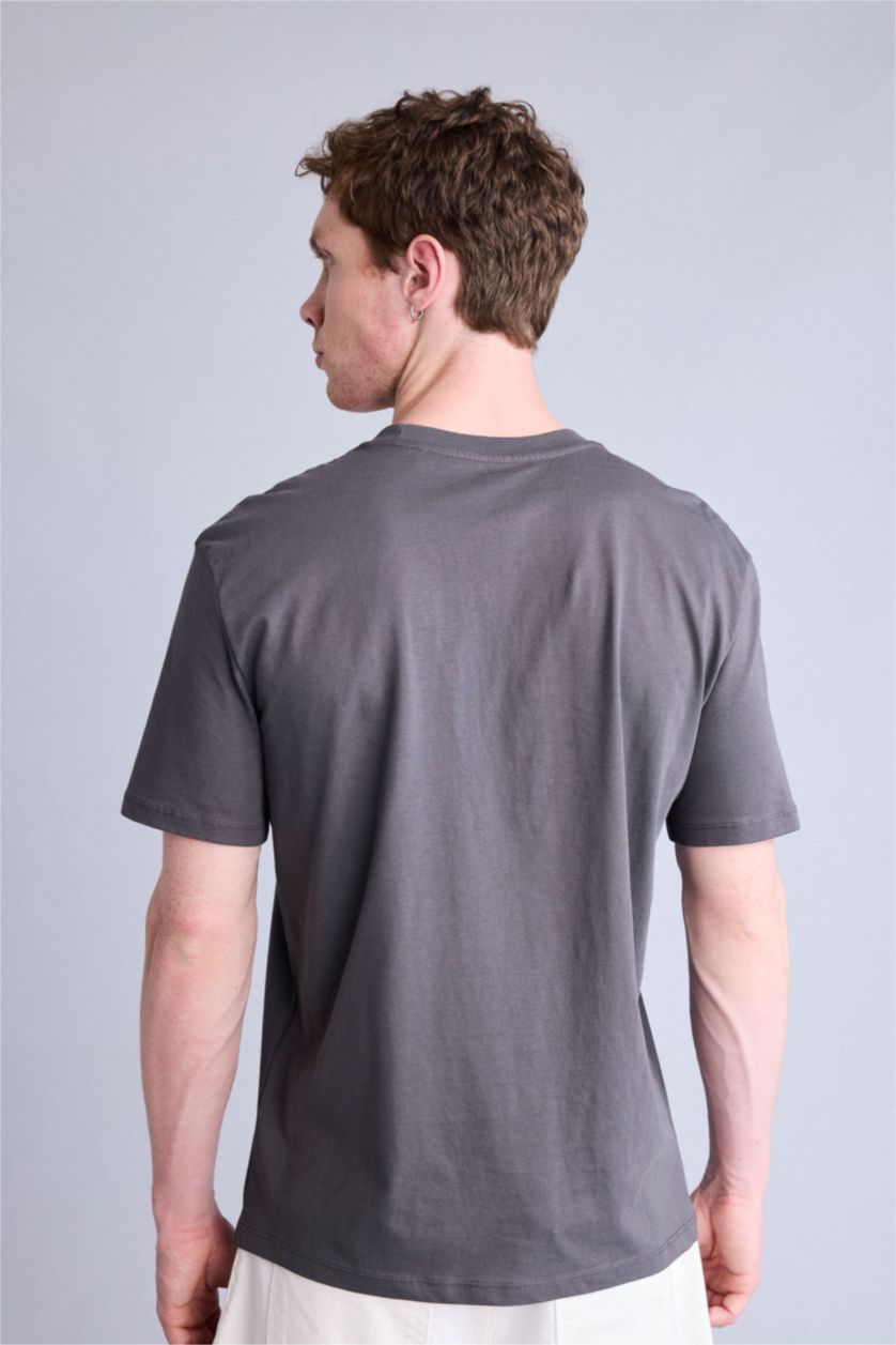 Men Anthracite Regular Fit Short Sleeve T-Shirt