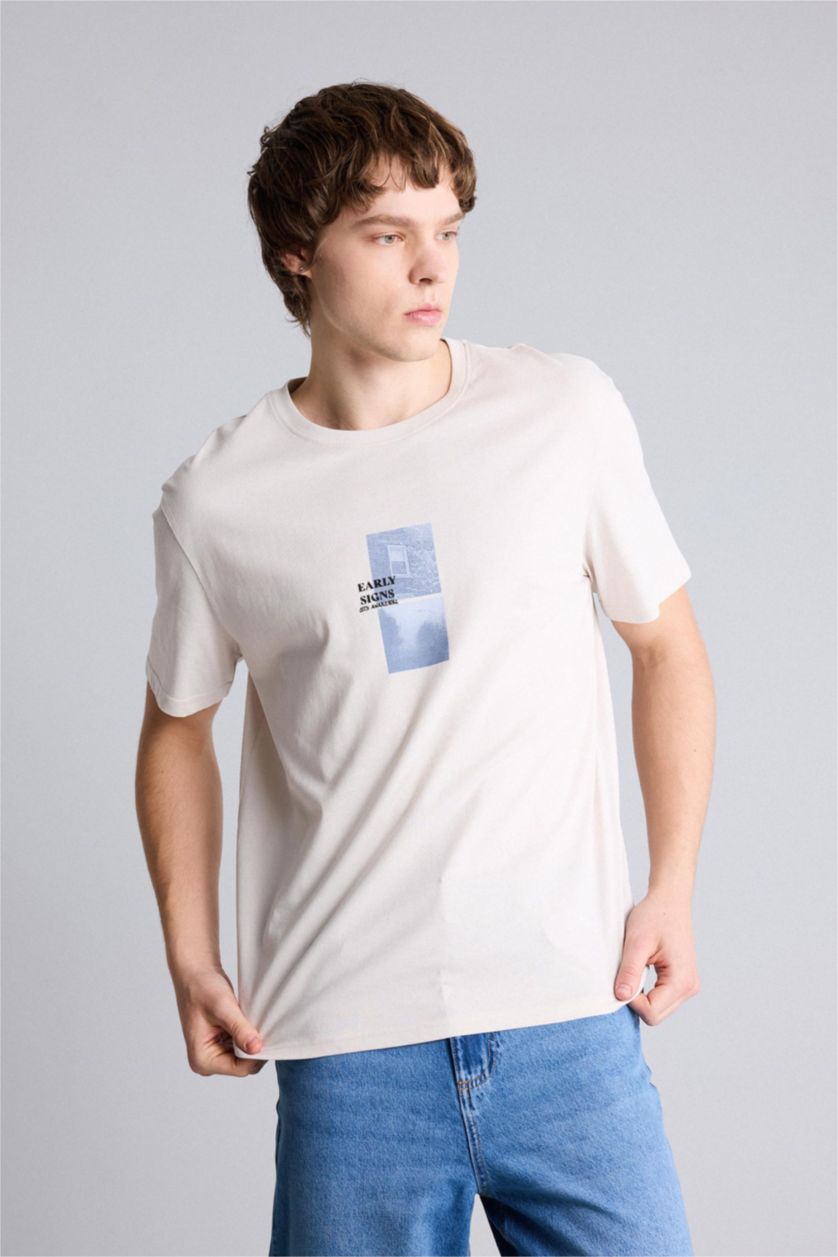 Ерлер Сұр 100% мақта баспалы футболка