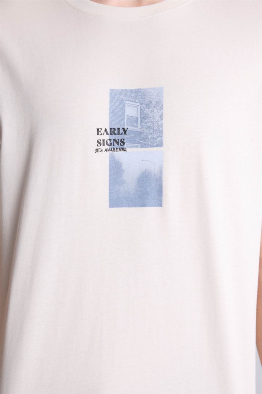 Ерлер Сұр 100% мақта баспалы футболка