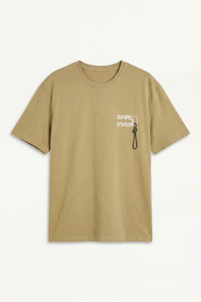 رجالي كاكي Regular Fit Short Sleeve T-Shirt