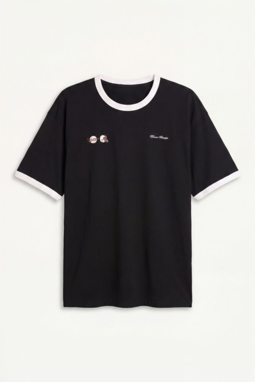 Men Black Boxy Fit Short Sleeve T-Shirt