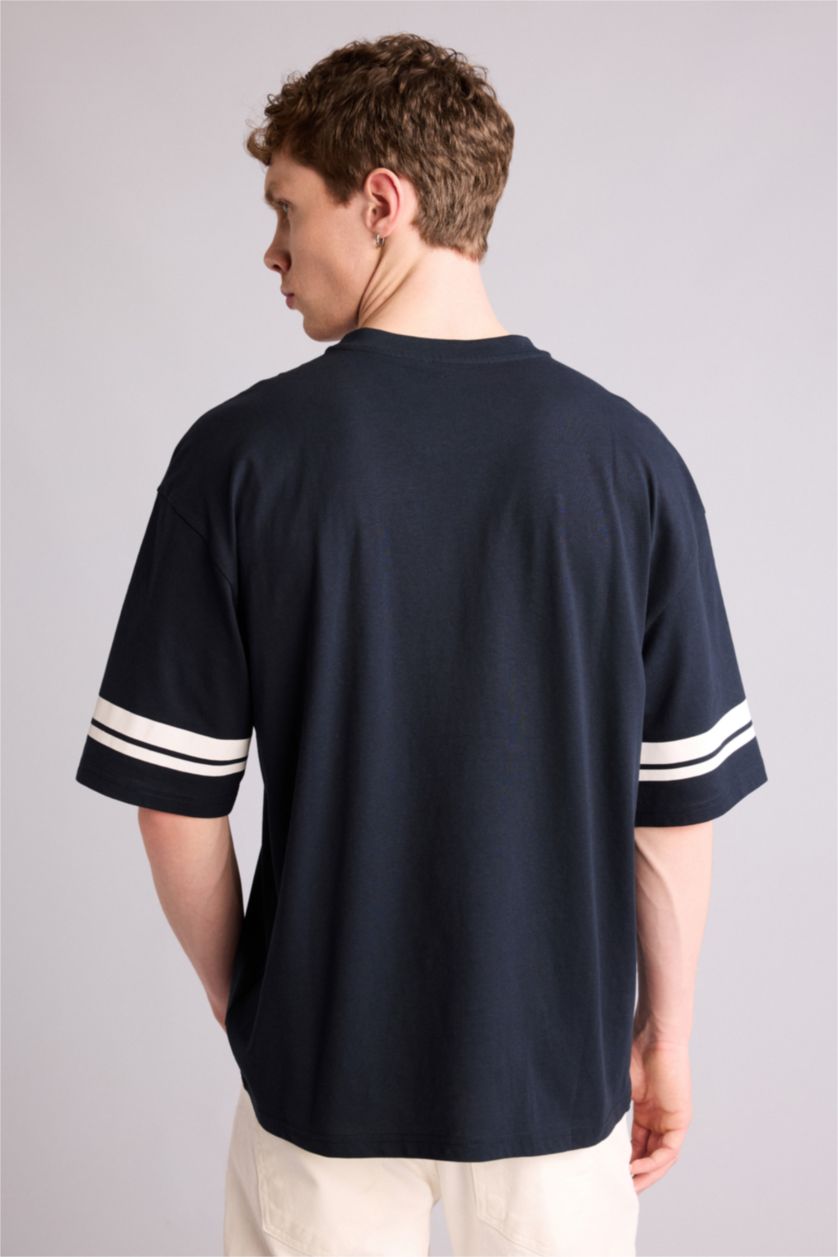 Ерлер әскери-теңіз 100% мақта Boxy Fit баспалы футболка