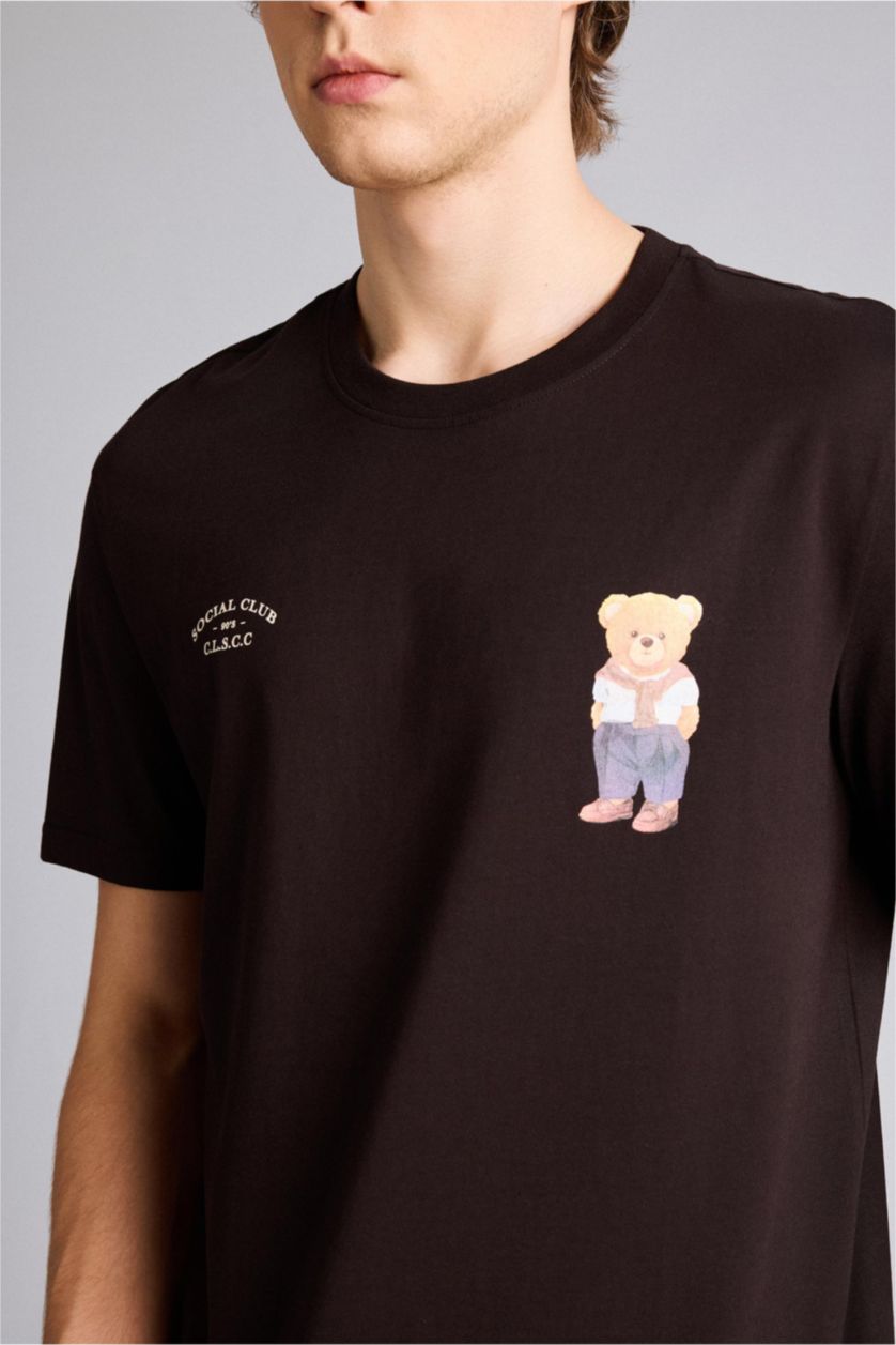 Ерлер Қоңыр 100% мақта баспалы футболка