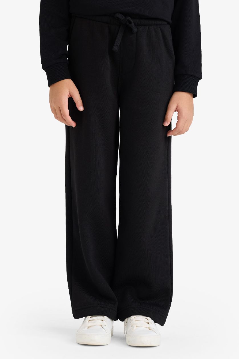 Erkek Çocuk - Genç Erkek Siyah Oversize Geniş Kalıp Beli Lastikli Eşofman Altı Erkek Çocuk