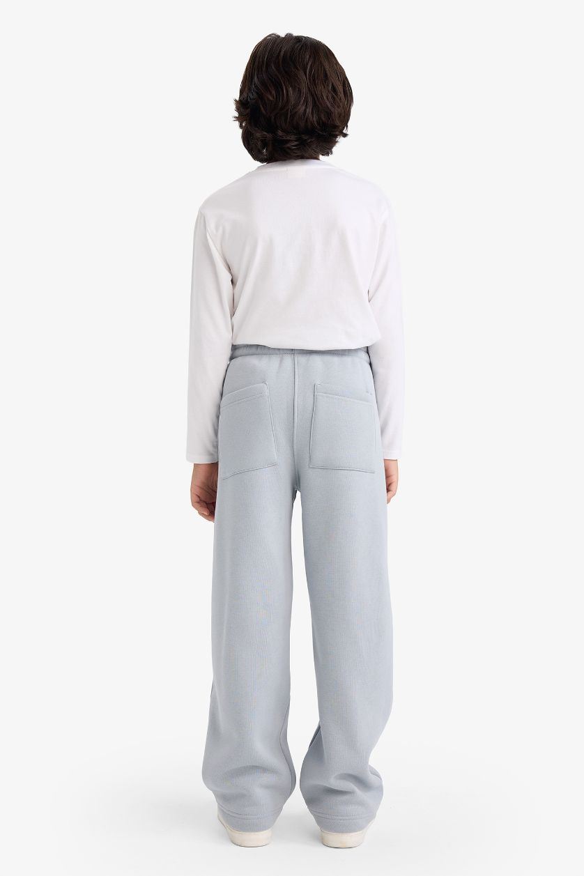 Erkek Çocuk - Genç Erkek Gri Oversize Geniş Kalıp Beli Lastikli Eşofman Altı Erkek Çocuk